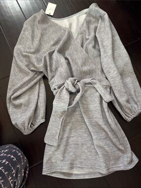 Idem Ditto Grey Ribbed Knit Top - Size S
